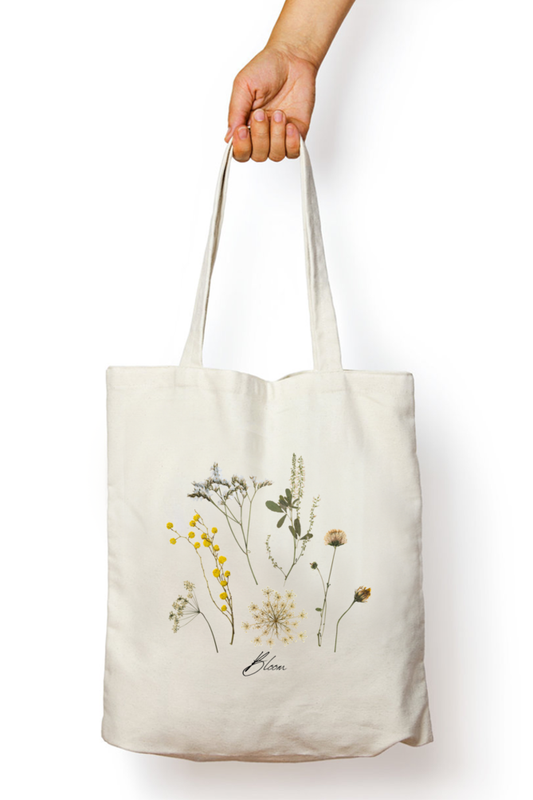 Hand Pressed Flora Tote Bag