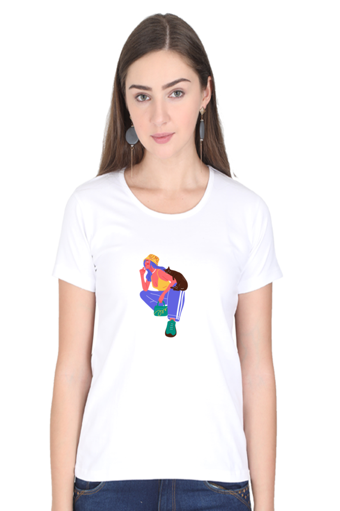 Girl Print Graphic Printed T-shirt Tee for Women