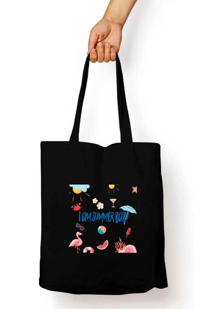 Summer Doodle Zipper Tote Bag