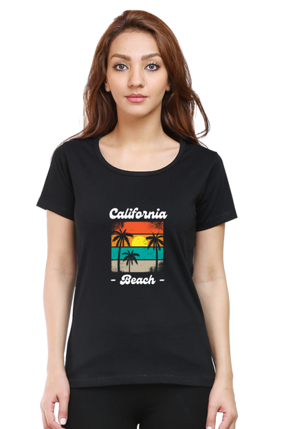 California Beach Graphic Printed T-shirt Tee for Women