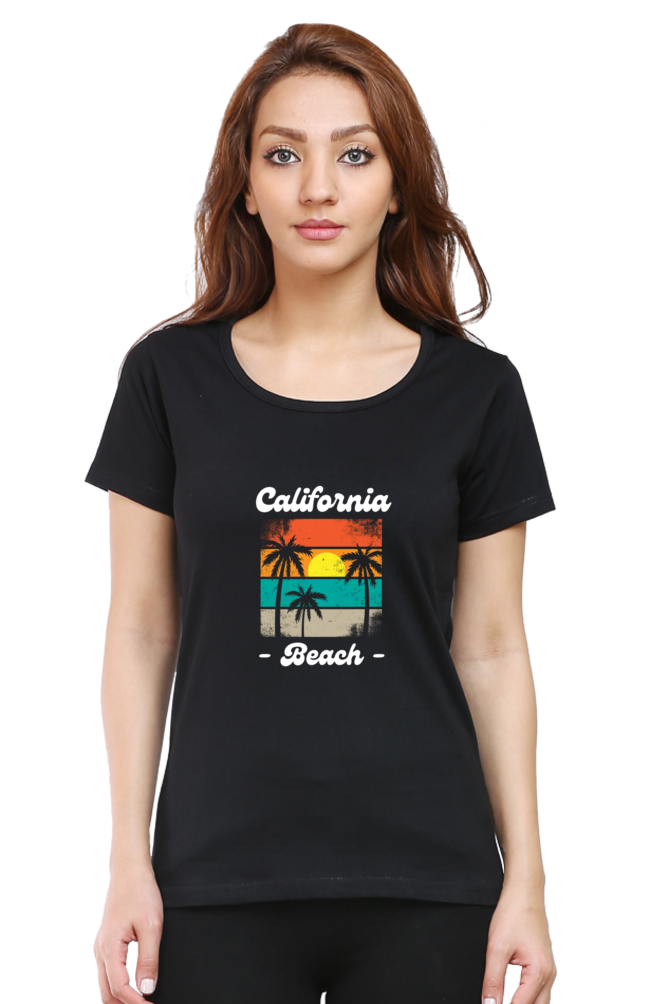 California Beach Graphic Printed T-shirt Tee for Women