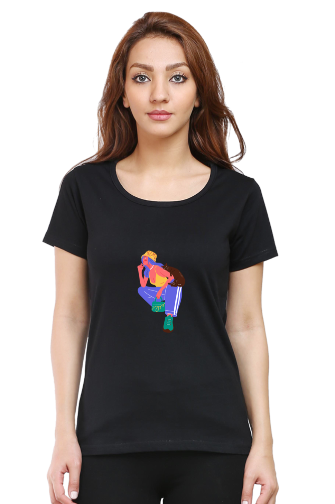 Girl Print Graphic Printed T-shirt Tee for Women