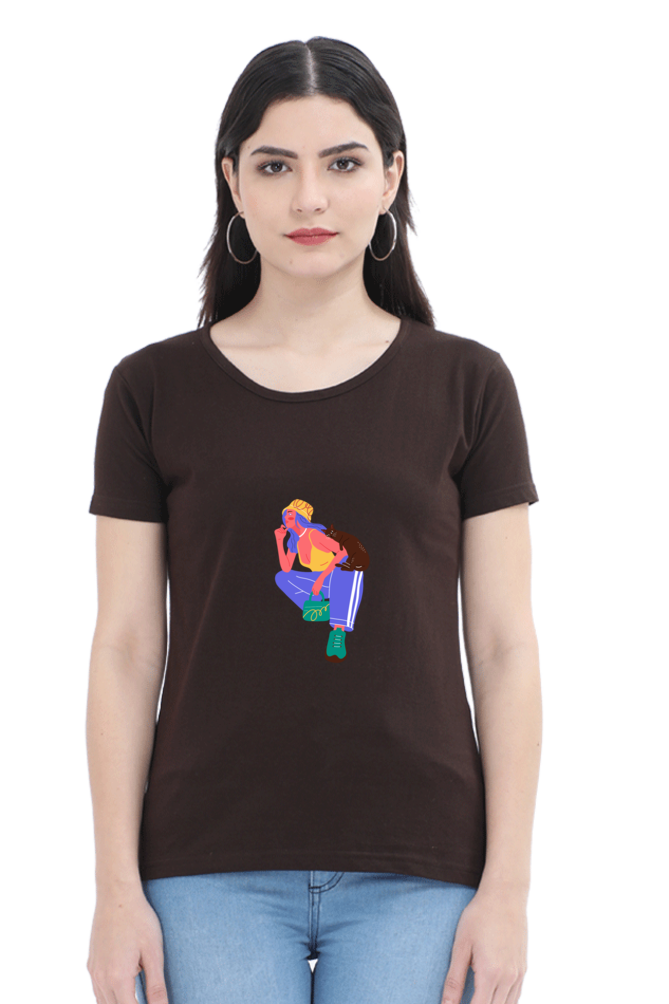 Girl Print Graphic Printed T-shirt Tee for Women