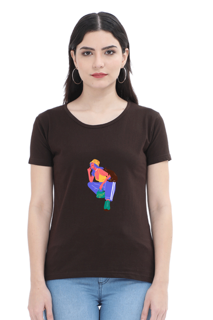 Girl Print Graphic Printed T-shirt Tee for Women