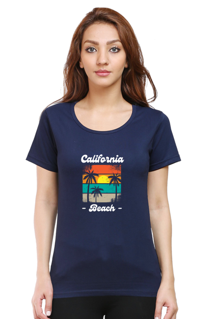 California Beach Graphic Printed T-shirt Tee for Women