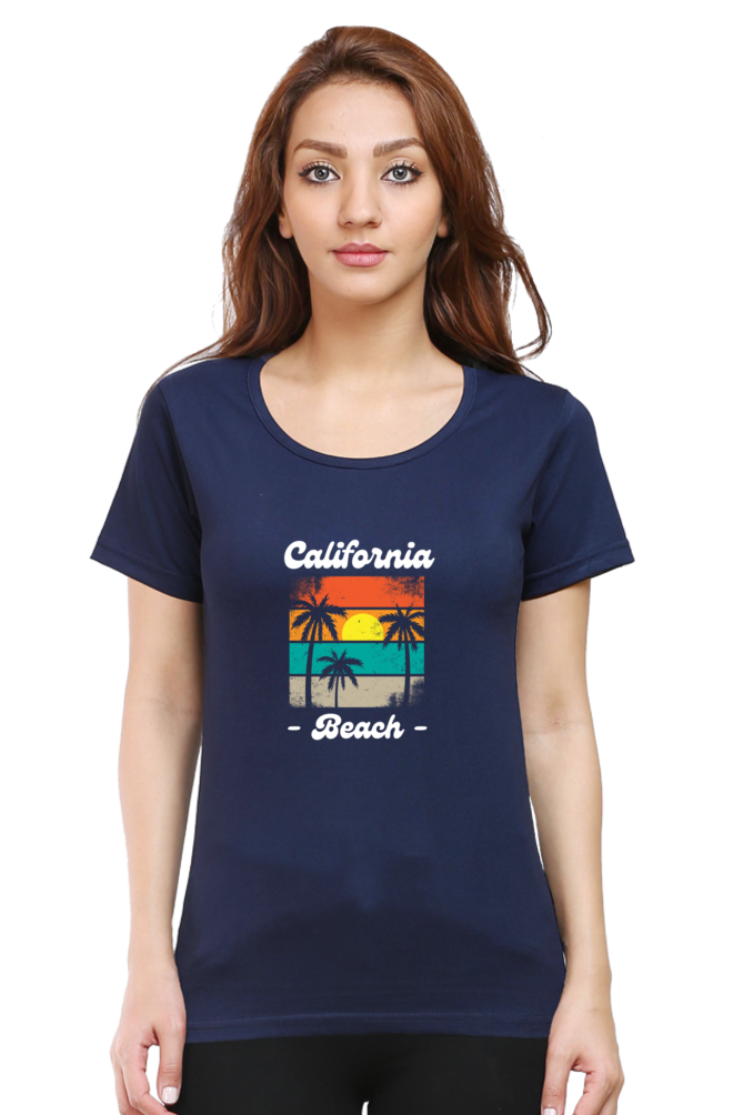 California Beach Graphic Printed T-shirt Tee for Women