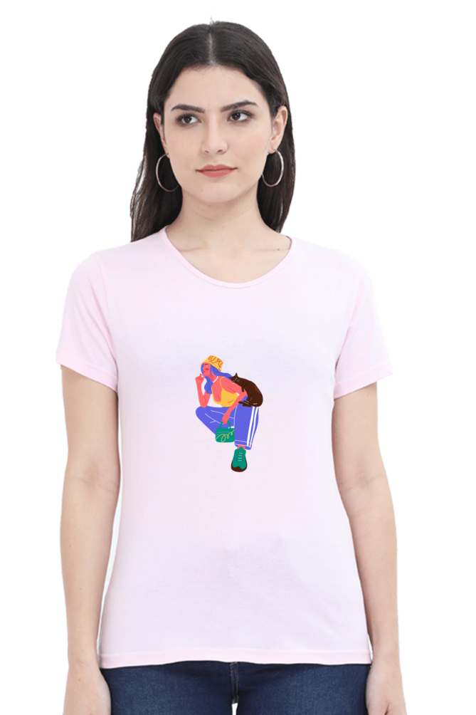 Girl Print Graphic Printed T-shirt Tee for Women