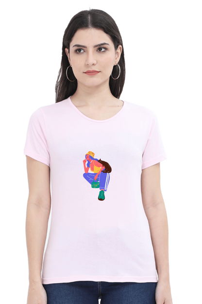 Girl Print Graphic Printed T-shirt Tee for Women