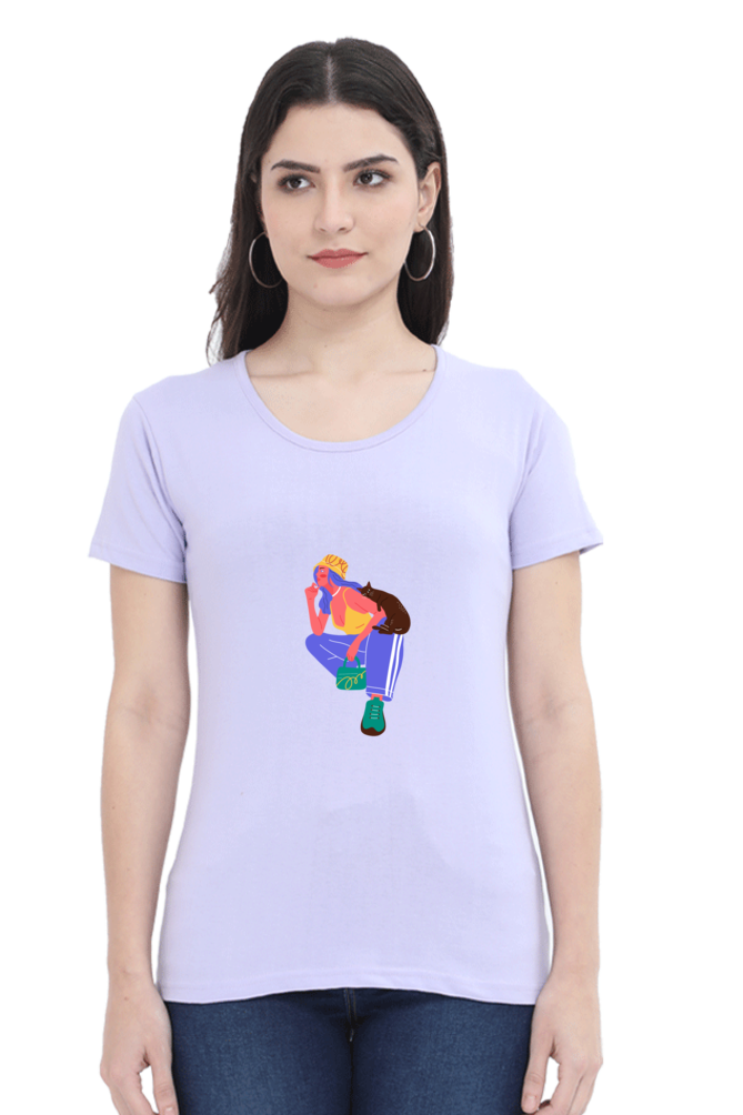 Girl Print Graphic Printed T-shirt Tee for Women