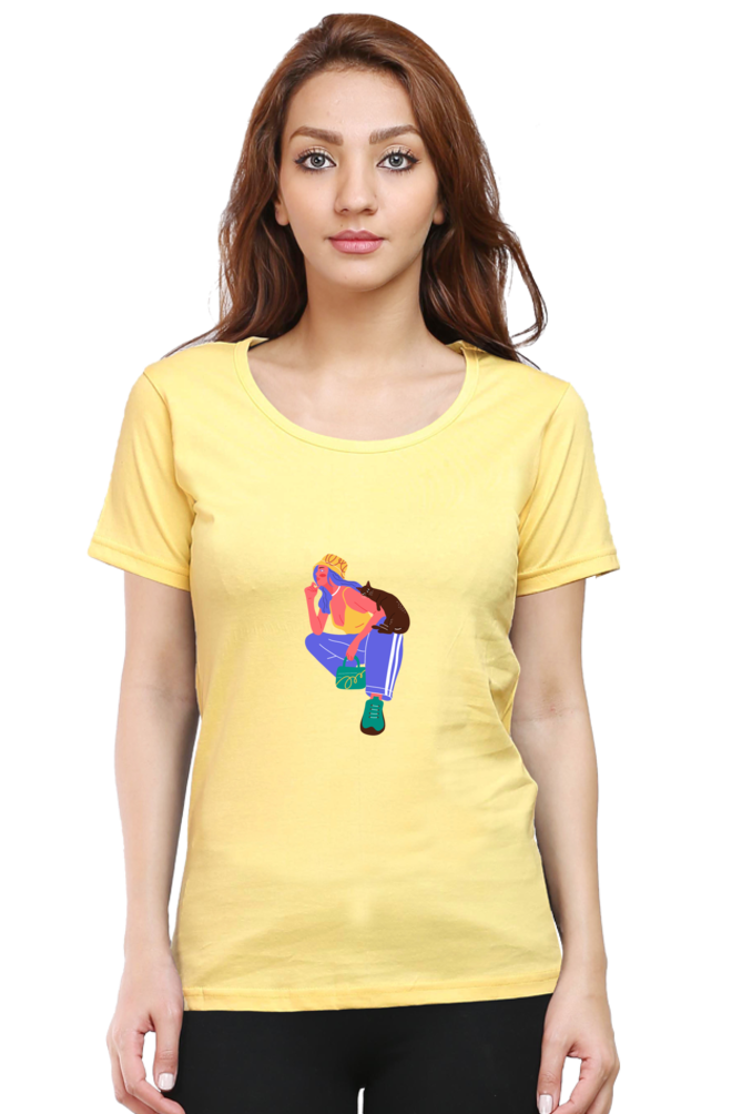 Girl Print Graphic Printed T-shirt Tee for Women