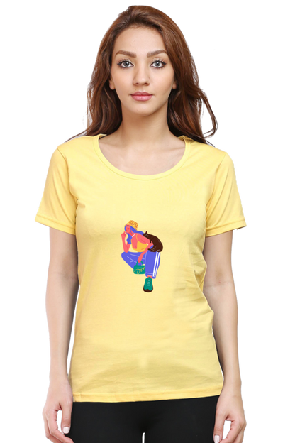 Girl Print Graphic Printed T-shirt Tee for Women